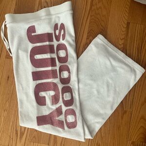 ✨Rare Y2K Juicy Couture White Terry Joggers with Sparkly Soooo Juicy Pink Logo